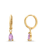 Aros Oro amarillo de 375/9K Amatista 2 piedras
