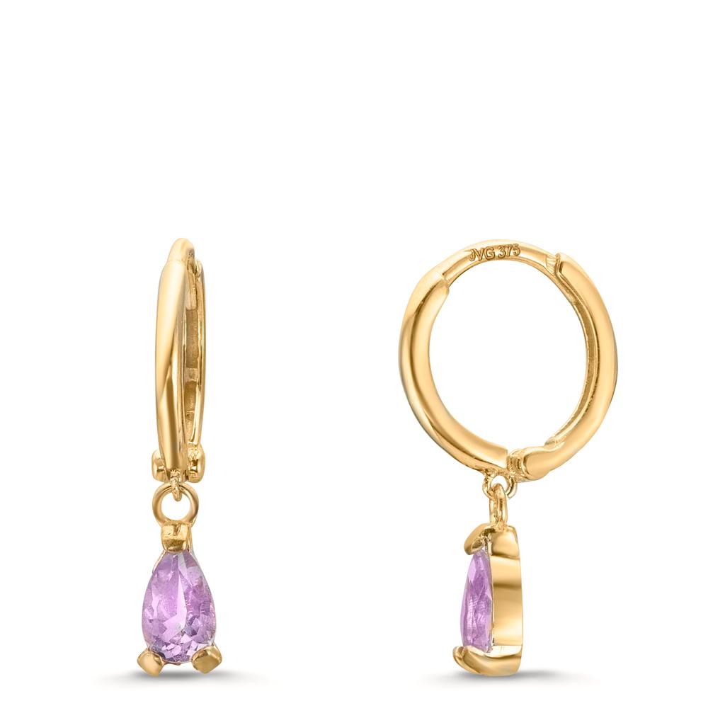Aros Oro amarillo de 375/9K Amatista 2 piedras