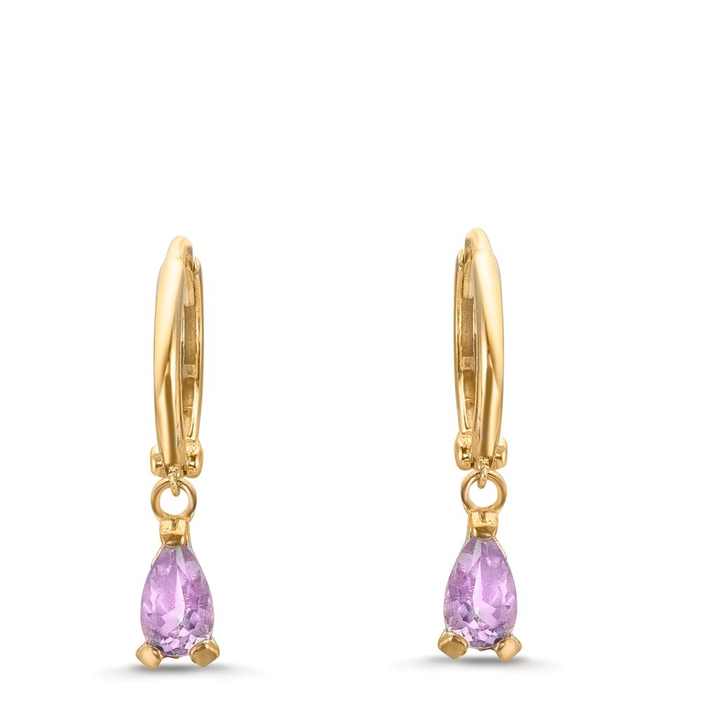Aros Oro amarillo de 375/9K Amatista 2 piedras