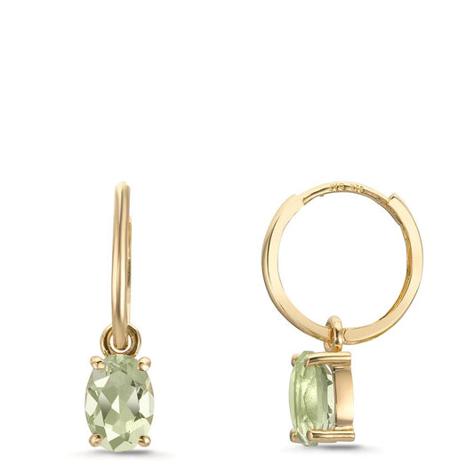 Aros con colgante Oro amarillo de 375/9K Amatista verde, 2 piedras