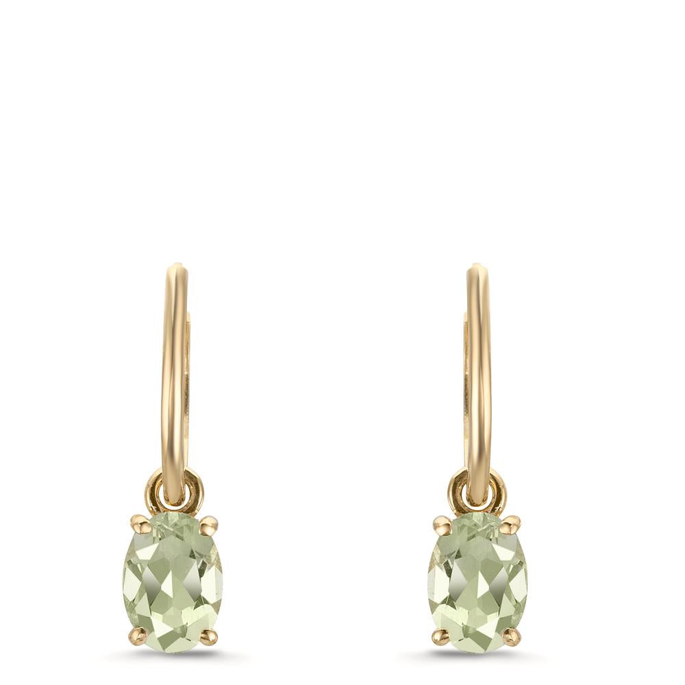 Aros con colgante Oro amarillo de 375/9K Amatista verde, 2 piedras