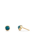 Pendientes Oro amarillo de 375/9K Topacio azul de Londres 2 piedras Ø5 mm