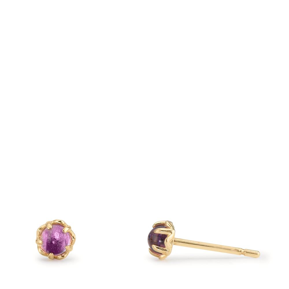 Pendientes Oro amarillo de 375/9K Amatista 2 piedras Ø4 mm