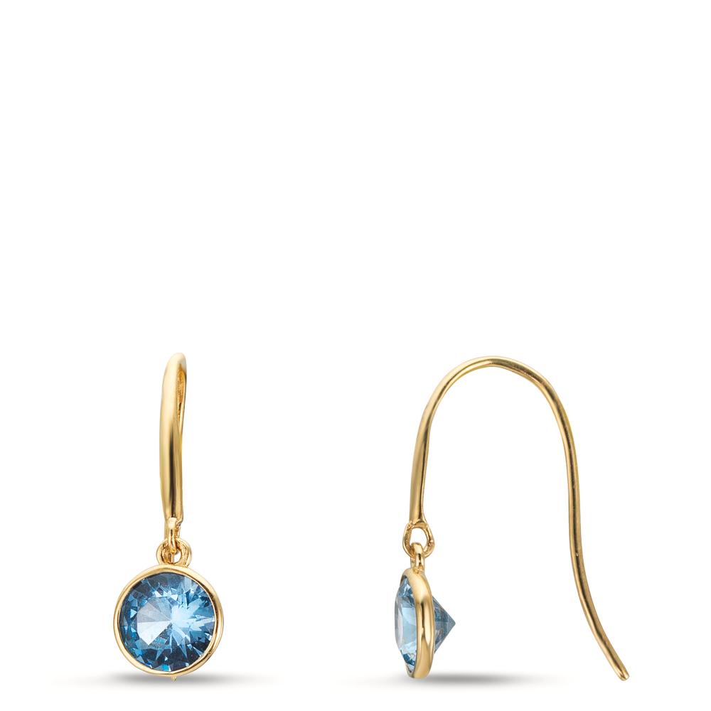 Pendientes Oro amarillo de 375/9K Circonita Azul claro, 2 piedras
