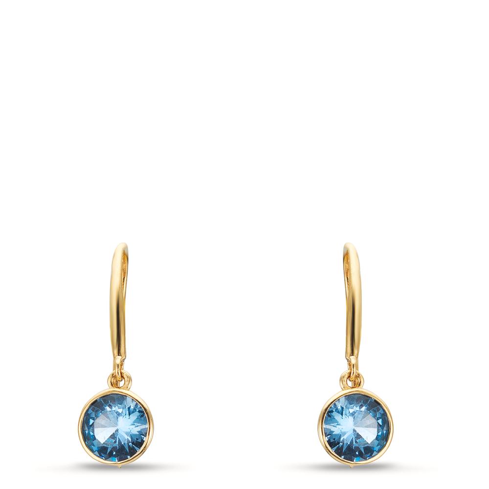 Pendientes Oro amarillo de 375/9K Circonita Azul claro, 2 piedras