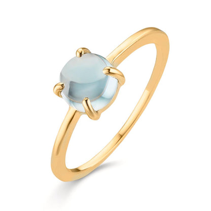 Anillo de dedo Oro amarillo de 375/9K Topacio Azul claro, 5.5 mm