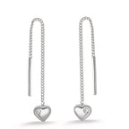 Aretes Plata Circonita 2 piedras Rodio plateado Corazón