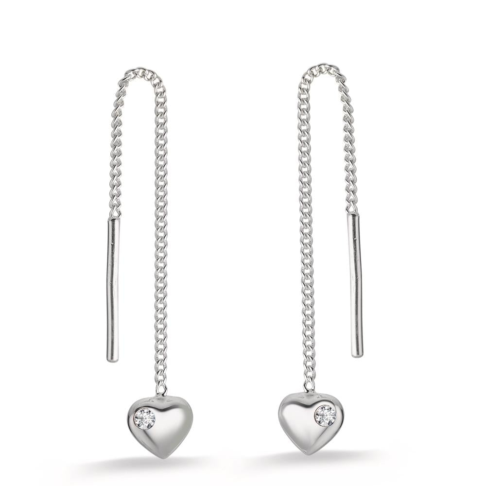 Aretes Plata Circonita 2 piedras Rodio plateado Corazón