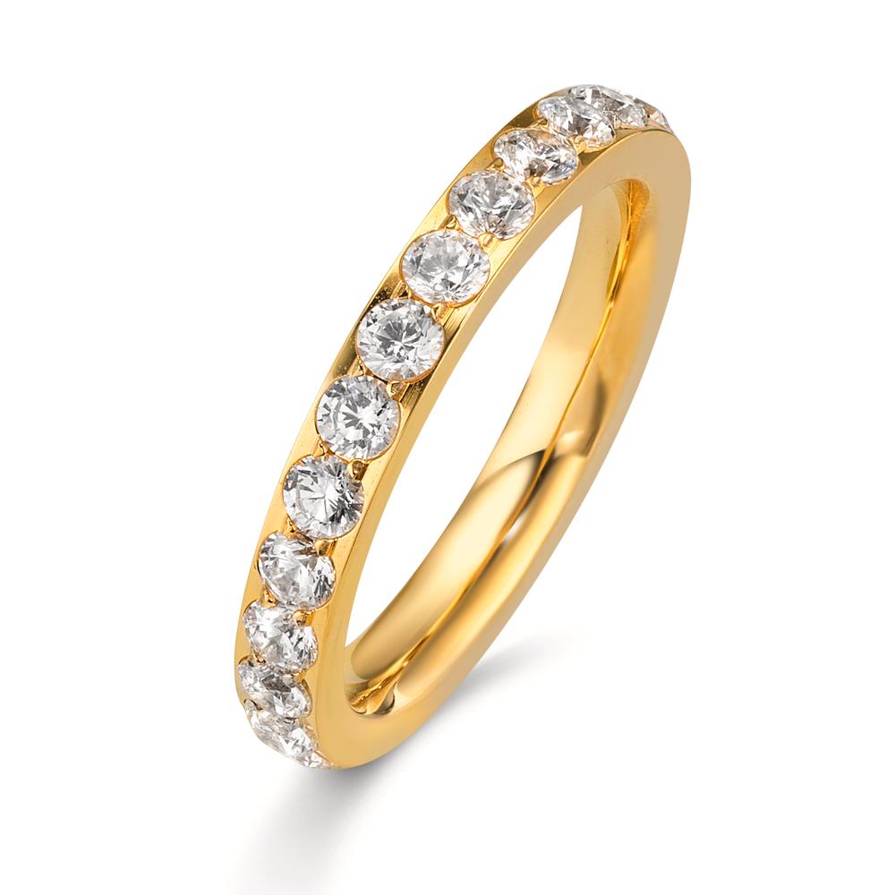 Anillo de memoria Acero inoxidable Circonita blanco Amarillo Recubierto de IP