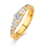 Anillo de dedo Acero inoxidable Circonita blanco, 7 piedras Amarillo Recubierto de IP