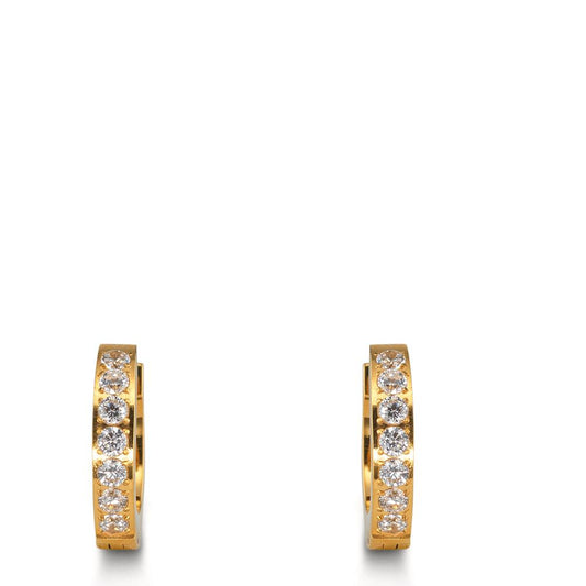 Aro con bisagra Acero inoxidable Circonita blanco, 14 piedras Amarillo Recubierto de IP