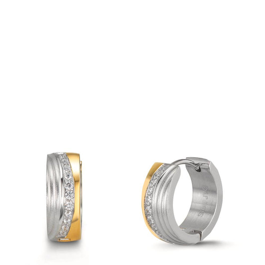 Aro con bisagra Acero inoxidable Circonita blanco, 24 piedras Bicolor Recubierto de IP