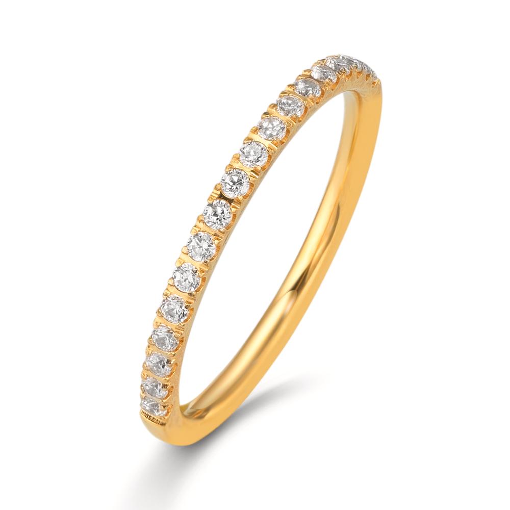 Anillo de memoria Acero inoxidable Circonita blanco, 20 piedras Amarillo Recubierto de IP