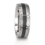 Anillo de pareja Acero inoxidable, Carbón Circonita blanco, 6 piedras