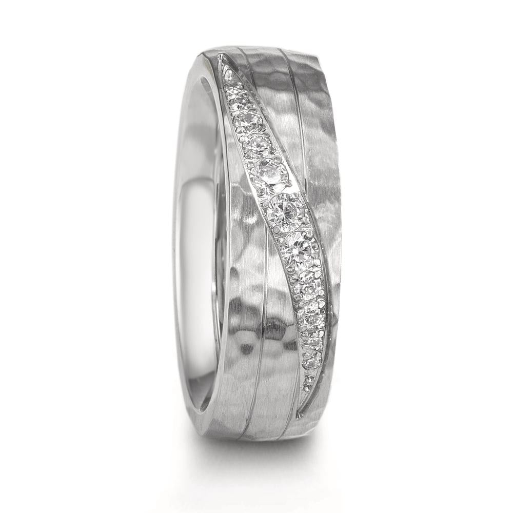 Anillo de pareja Acero inoxidable Circonita blanco, 11 piedras