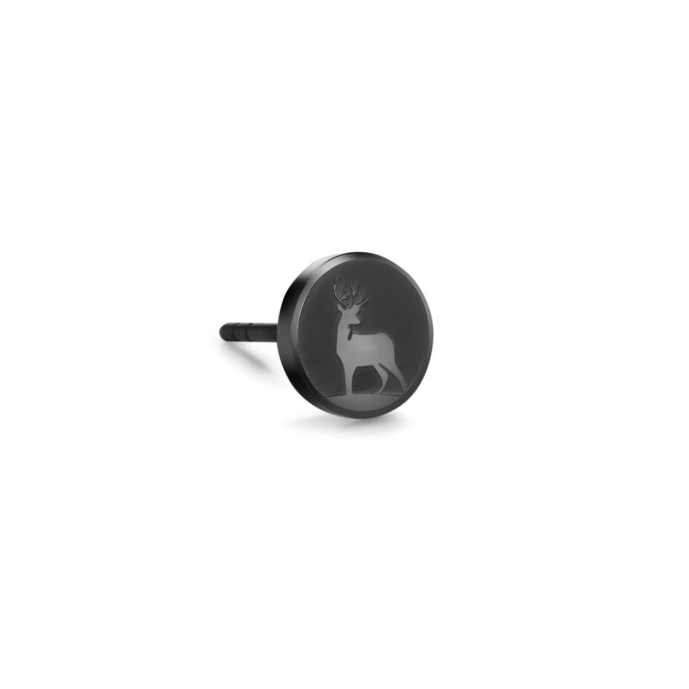 Pendientes 1ud Acero inoxidable Negro Recubierto de IP Ciervo Ø8 mm