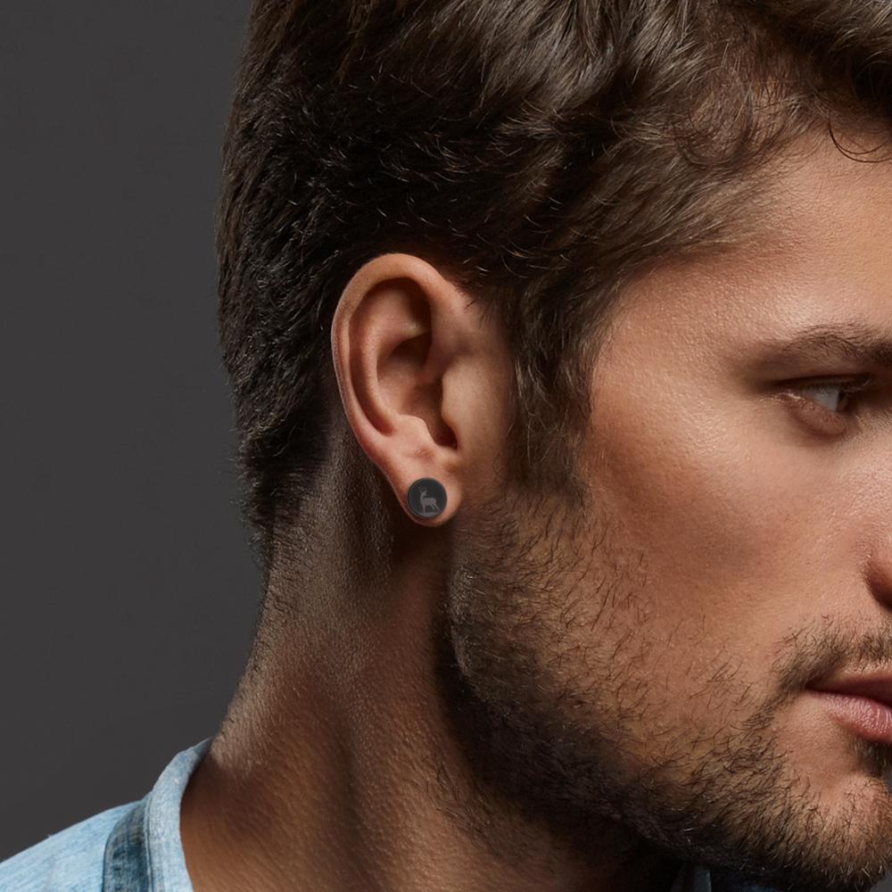Pendientes 1ud Acero inoxidable Negro Recubierto de IP Ciervo Ø8 mm