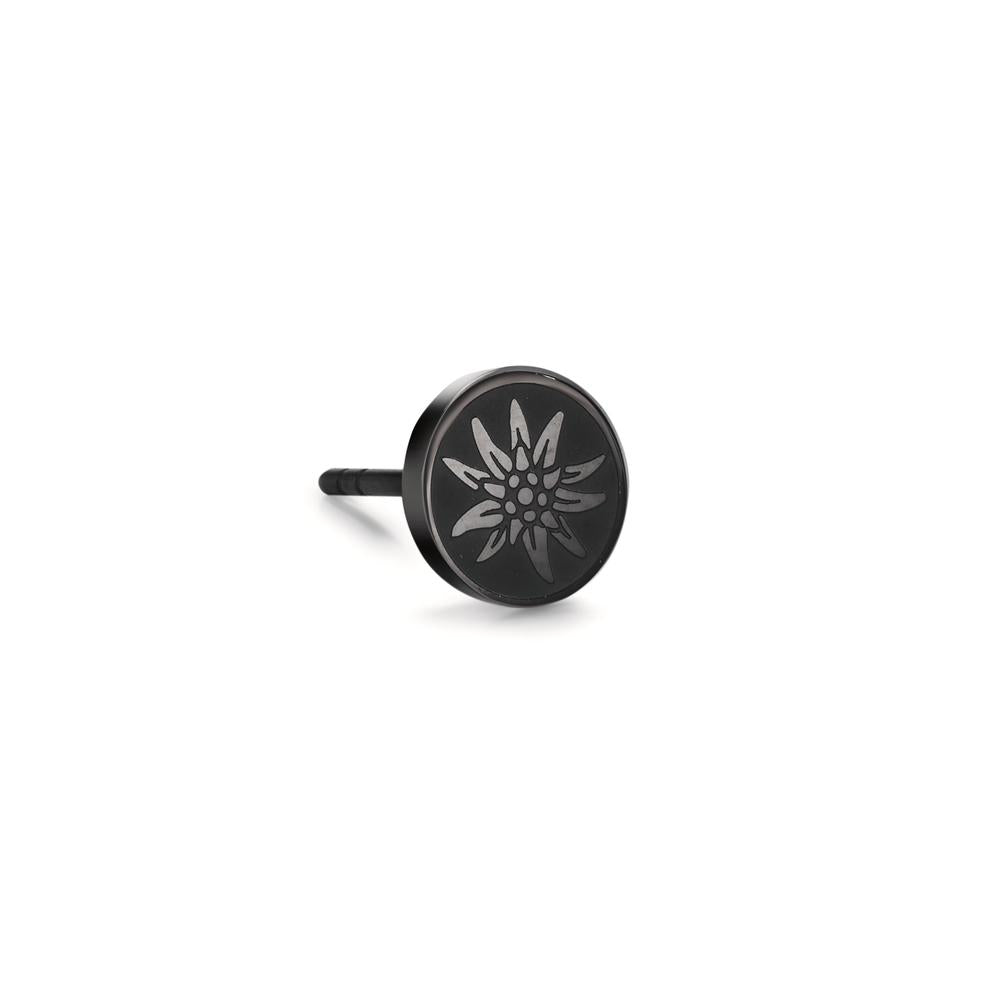 Pendientes 1ud Acero inoxidable Negro Recubierto de IP Edelweiss Ø8 mm