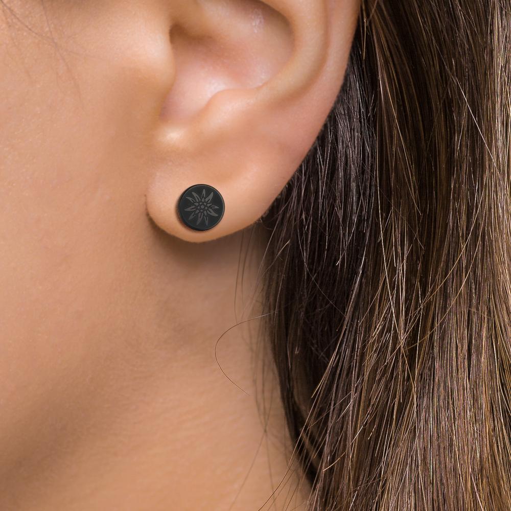 Pendientes 1ud Acero inoxidable Negro Recubierto de IP Edelweiss Ø8 mm
