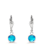 Pendientes Anti alergico Cristal azul, 2 piedras, 6 mm