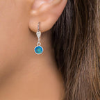 Pendientes Anti alergico Cristal azul, 2 piedras, 6 mm