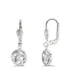 Pendientes Anti alergico Circonita blanco, 2 piedras, 8 mm