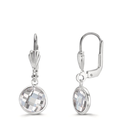 Pendientes Anti alergico Circonita blanco, 2 piedras, 8 mm