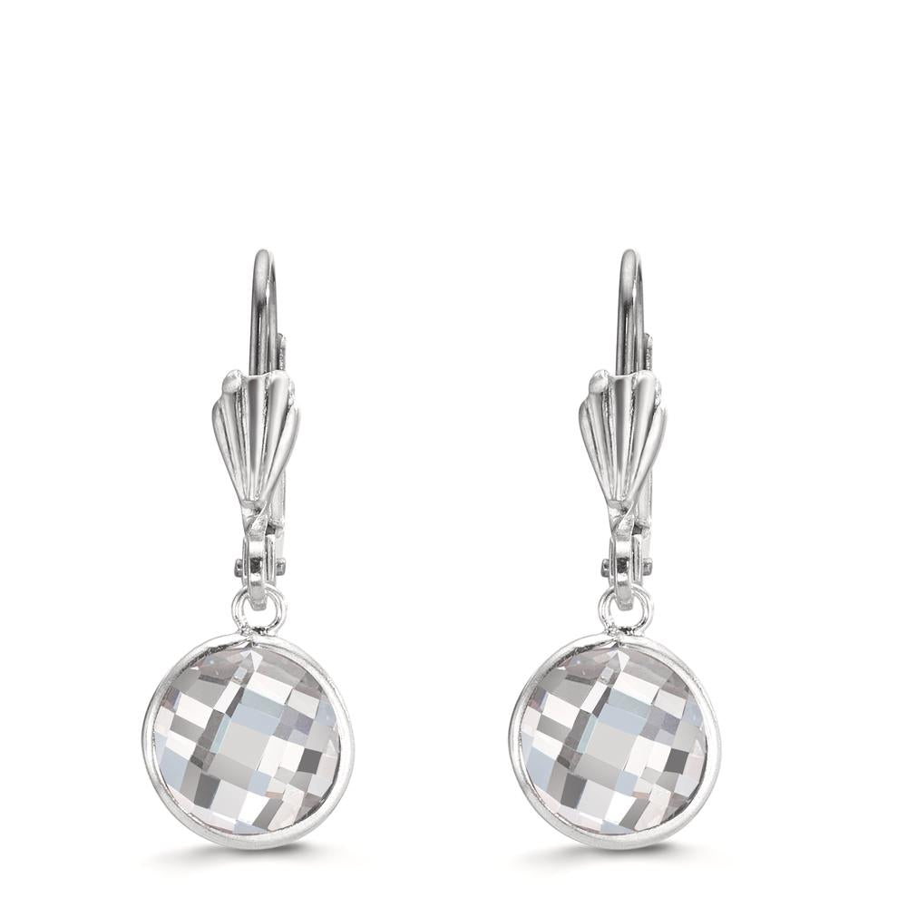 Pendientes Anti alergico Circonita blanco, 2 piedras, 8 mm