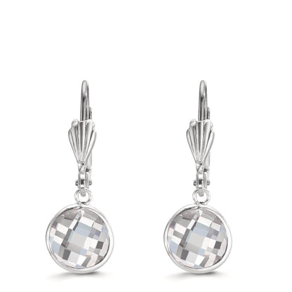 Pendientes Anti alergico Circonita blanco, 2 piedras, 8 mm