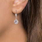 Pendientes Anti alergico Circonita blanco, 2 piedras, 8 mm