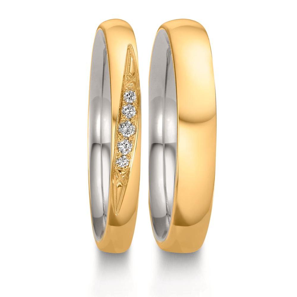 Anillo de pareja 750/oro amarillo de 18 quilates, 950 platino