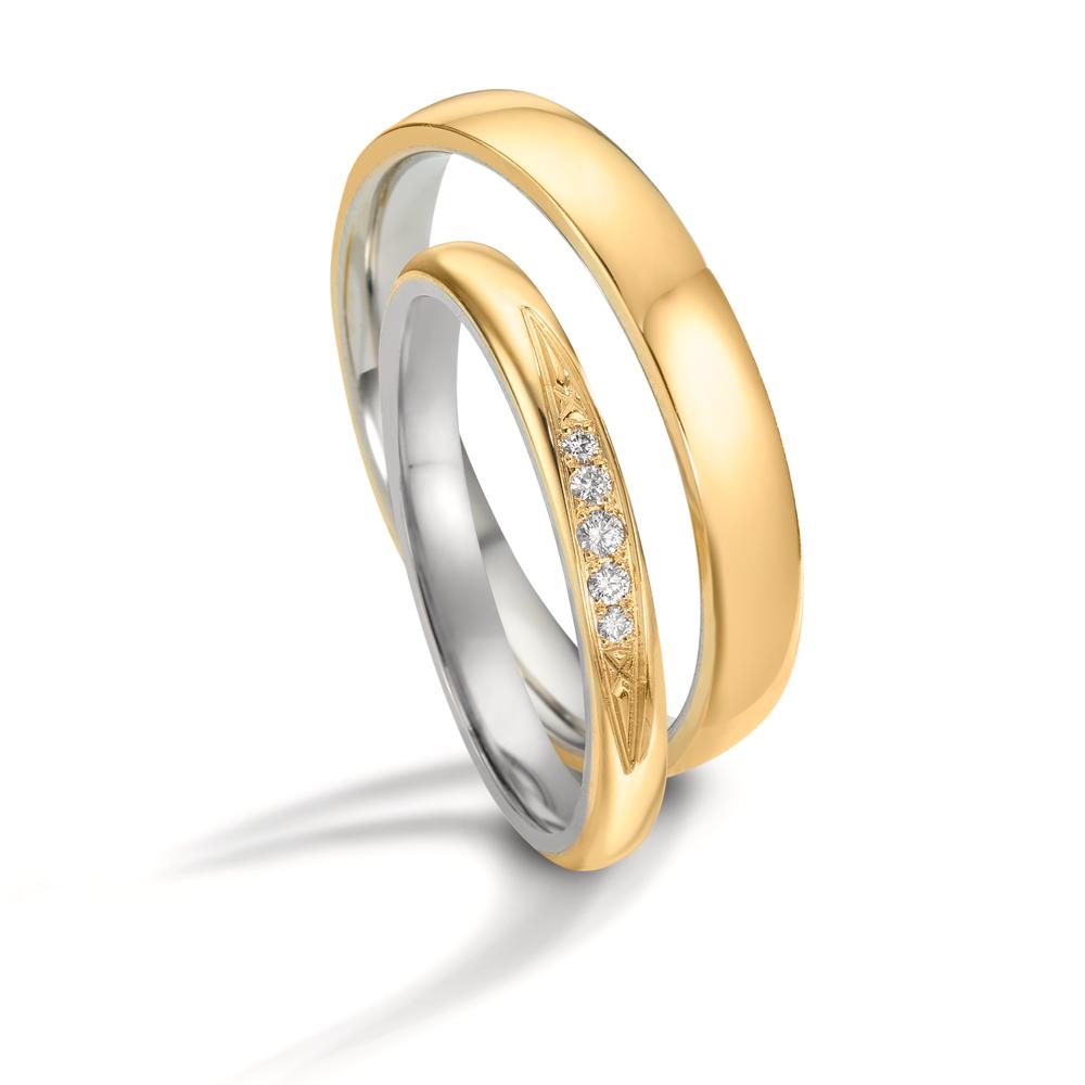 Anillo de pareja 750/oro amarillo de 18 quilates, 950 platino