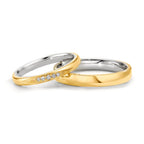 Anillo de pareja 750/oro amarillo de 18 quilates, 950 platino