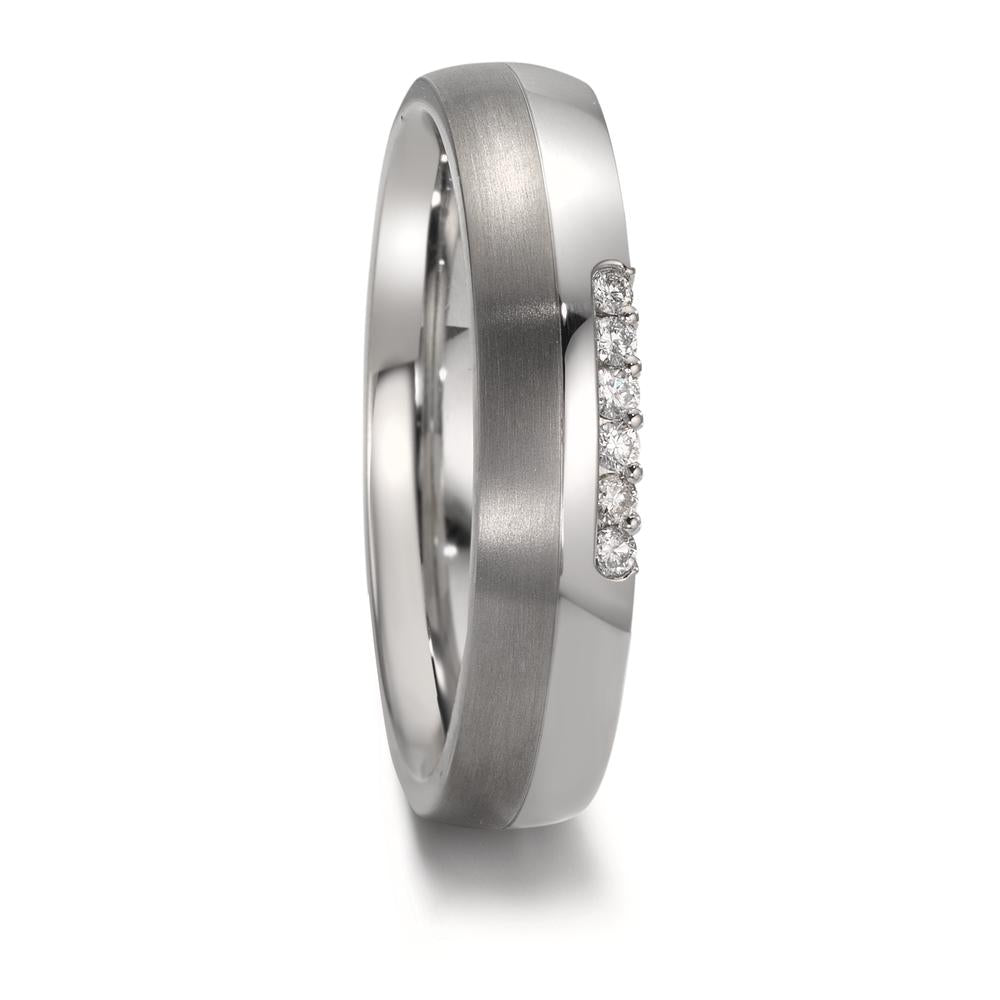 Anillo de pareja Acero inoxidable, Titanio Diamante 0.09 ct, 6 piedras, w-si