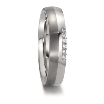 Anillo de pareja Acero inoxidable, Titanio Diamante 0.09 ct, 6 piedras, w-si