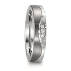 Anillo de pareja Acero inoxidable, Titanio Diamante 0.045 ct, 3 piedras, w-si