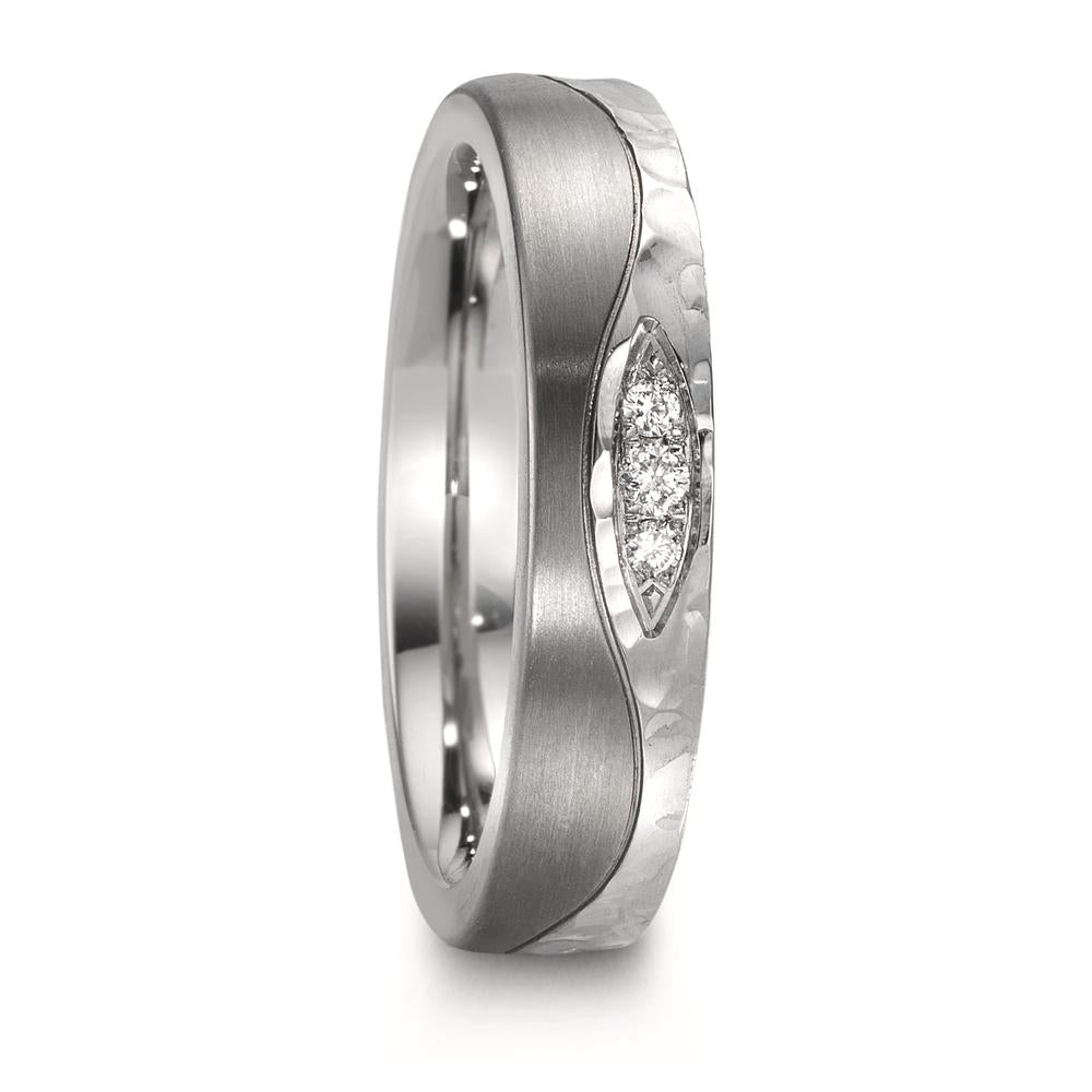 Anillo de pareja Acero inoxidable, Titanio Diamante 0.045 ct, 3 piedras, w-si
