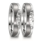 Anillo de pareja Acero inoxidable, Titanio Diamante 0.045 ct, 3 piedras, w-si