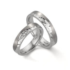 Anillo de pareja Acero inoxidable, Titanio Diamante 0.045 ct, 3 piedras, w-si