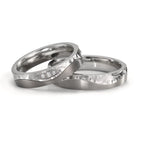 Anillo de pareja Acero inoxidable, Titanio Diamante 0.045 ct, 3 piedras, w-si