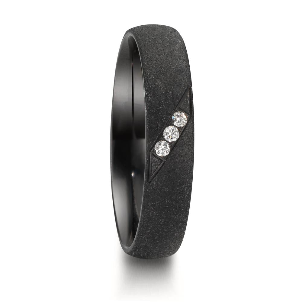Anillo de pareja Circonio Diamante 0.045 ct, 3 piedras, w-si