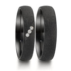 Anillo de pareja Circonio Diamante 0.045 ct, 3 piedras, w-si