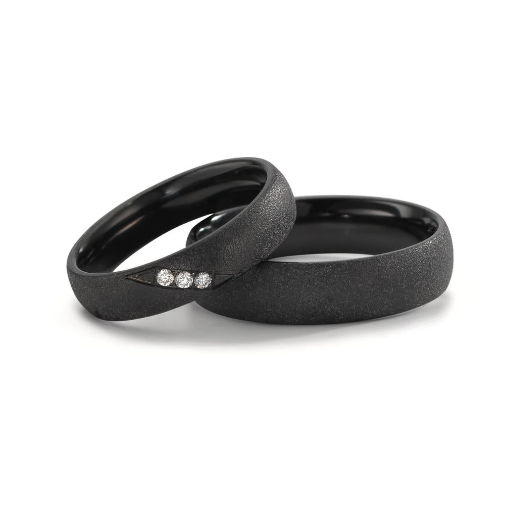 Anillo de pareja Circonio Diamante 0.045 ct, 3 piedras, w-si