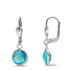 Pendientes Anti alergico Circonita agua, 2 piedras, 8 mm