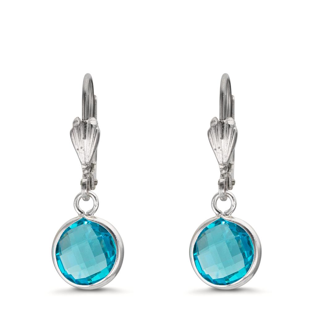 Pendientes Anti alergico Circonita agua, 2 piedras, 8 mm