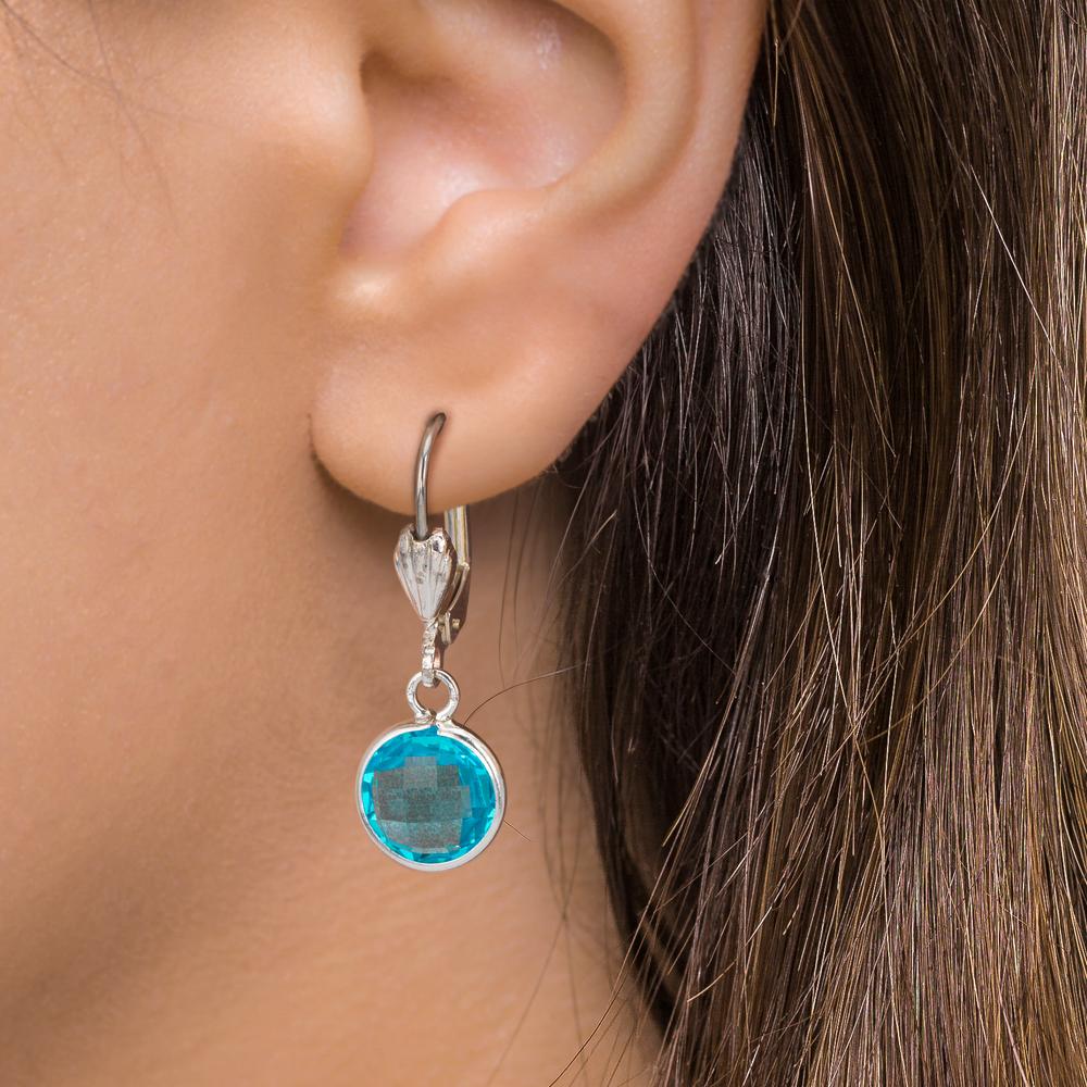 Pendientes Anti alergico Circonita agua, 2 piedras, 8 mm