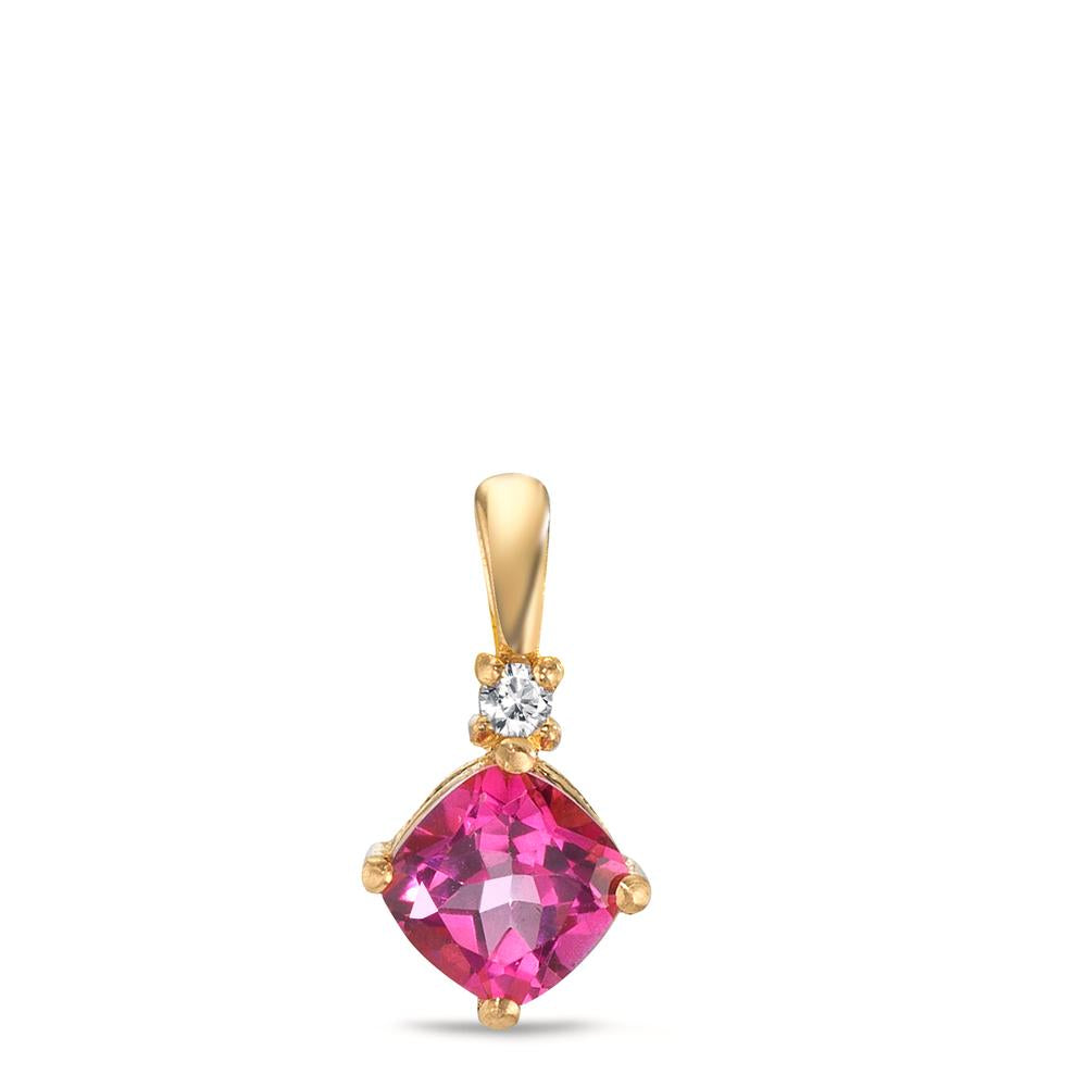 Colgante 750/oro amarillo de 18 quilates Topacio rosa, Topacio blanco Ø6.5 mm