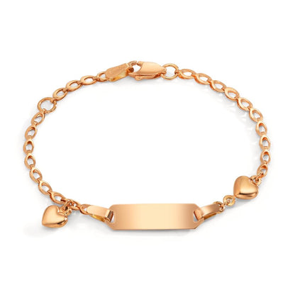 Pulsera grabada 750/oro rojo de 18 quilates Corazón 12-14 cm