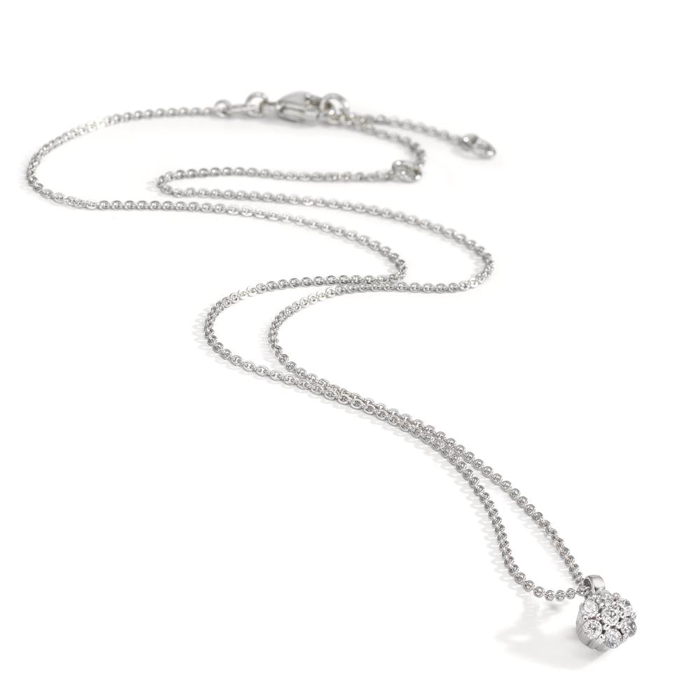 Collar Plata Circonita 7 piedras Rodio plateado Flor 38 cm