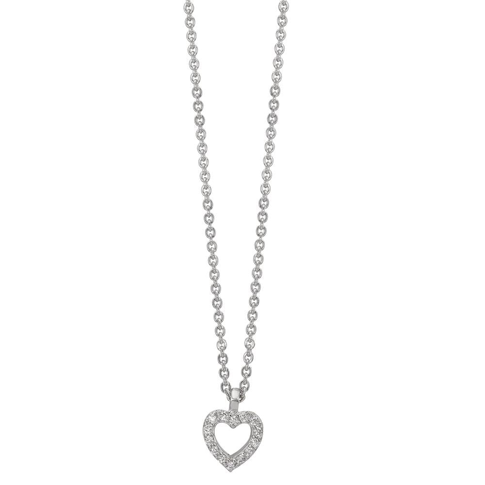 Collar Plata Circonita 16 piedras Rodio plateado Corazón 38-42 cm